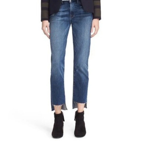 Frame Denim Le High Straight Carroll Distressed Staggered Raw Hem Jeans, Size 25 - Picture 2 of 15